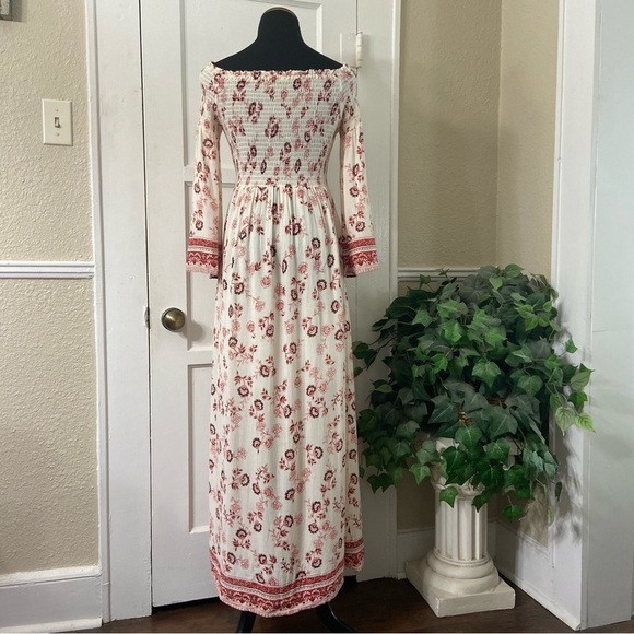 Altar’d State Floral Smocked Maxi Bell Sleeves Dress - Picture 4 of 16